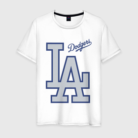 Мужская футболка хлопок с принтом Los Angeles Dodgers   baseball team в Петрозаводске, 100% хлопок | прямой крой, круглый вырез горловины, длина до линии бедер, слегка спущенное плечо. | Тематика изображения на принте: baseball | dodgers | los angeles | team | бейсбол | лосанжелес | сша