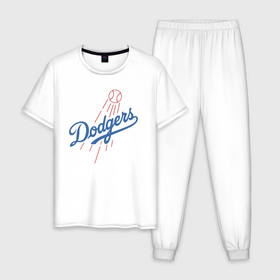 Мужская пижама хлопок с принтом Los Angeles Dodgers baseball , 100% хлопок | брюки и футболка прямого кроя, без карманов, на брюках мягкая резинка на поясе и по низу штанин
 | Тематика изображения на принте: baseball | dodgers | los angeles | team | бейсбол | лосанжелес | сша