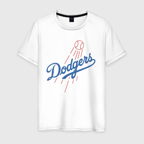 Мужская футболка хлопок с принтом Los Angeles Dodgers baseball в Екатеринбурге, 100% хлопок | прямой крой, круглый вырез горловины, длина до линии бедер, слегка спущенное плечо. | Тематика изображения на принте: baseball | dodgers | los angeles | team | бейсбол | лосанжелес | сша