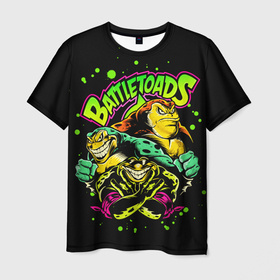 Мужская футболка 3D с принтом Battletoads (Боевые Жабы) , 100% полиэфир | прямой крой, круглый вырез горловины, длина до линии бедер | battletoads | pimple | rash | zitz | боевые жабы | зитц | игры | лягушки | пимпл | раш