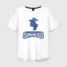 Мужская футболка хлопок Oversize с принтом Tennessee smokies   baseball team в Санкт-Петербурге, 100% хлопок | свободный крой, круглый ворот, “спинка” длиннее передней части | baseball | bat | bear | team | tennessee | usa | бейсбол | бита | медведь