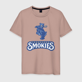 Мужская футболка хлопок с принтом Tennessee smokies   baseball team в Петрозаводске, 100% хлопок | прямой крой, круглый вырез горловины, длина до линии бедер, слегка спущенное плечо. | baseball | bat | bear | team | tennessee | usa | бейсбол | бита | медведь