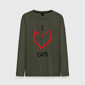 Мужской лонгслив хлопок с принтом I Люблю Cats в Курске, 100% хлопок |  | cat | cats | и люблю кошек | кот | коты | кошка | кошки | кошки приколы | прикол с кошками | футболка кошка | я люблю котов