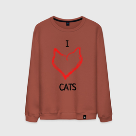 Мужской свитшот хлопок с принтом I Люблю Cats в Тюмени, 100% хлопок |  | cat | cats | и люблю кошек | кот | коты | кошка | кошки | кошки приколы | прикол с кошками | футболка кошка | я люблю котов