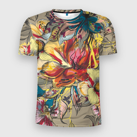 Мужская футболка 3D спортивная с принтом Очень красивые цветы в Санкт-Петербурге, 100% полиэстер с улучшенными характеристиками | приталенный силуэт, круглая горловина, широкие плечи, сужается к линии бедра | живопись | красота | природа | растение | цветы