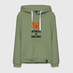 Мужская толстовка с принтом State of Decay | Эмблема | Лого в Екатеринбурге, френч-терри, мягкий теплый начес внутри (100% хлопок) | карман-кенгуру, эластичные манжеты и нижняя кромка, капюшон с подкладом и шнурком | logo | state of decay | survival horror | undead labs | загнивающий штат | зомби апокалипсис | лого | логотип | стадия разложения | стейт оф декай | эмблема