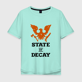 Мужская футболка хлопок Oversize с принтом State of Decay | Эмблема | Лого в Новосибирске, 100% хлопок | свободный крой, круглый ворот, “спинка” длиннее передней части | Тематика изображения на принте: logo | state of decay | survival horror | undead labs | загнивающий штат | зомби апокалипсис | лого | логотип | стадия разложения | стейт оф декай | эмблема