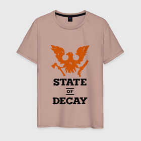 Мужская футболка хлопок с принтом State of Decay | Эмблема | Лого в Екатеринбурге, 100% хлопок | прямой крой, круглый вырез горловины, длина до линии бедер, слегка спущенное плечо. | logo | state of decay | survival horror | undead labs | загнивающий штат | зомби апокалипсис | лого | логотип | стадия разложения | стейт оф декай | эмблема