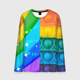 Мужской лонгслив 3D с принтом Радужный Поп ит | Rainbow pop it в Тюмени, 100% полиэстер | длинные рукава, круглый вырез горловины, полуприлегающий силуэт | Тематика изображения на принте: pop it | rainbow | поп ит | попыт | радуга | радужный | разноцветный | текстуры