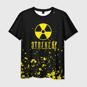 Мужская футболка 3D с принтом S T A L K E R 2 БРИЗГИ в Тюмени, 100% полиэфир | прямой крой, круглый вырез горловины, длина до линии бедер | chernobyl | pripyat | shadow of chernobyl | stalker | stalker 2 | воля | меченый | припять | свобода | свобода воля | сталкер | сталкер 2 | тени чернобыля | чернобыль