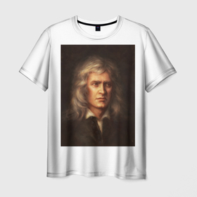 Мужская футболка 3D с принтом Наука.Исаак Ньютон в Екатеринбурге, 100% полиэфир | прямой крой, круглый вырез горловины, длина до линии бедер | Тематика изображения на принте: isaac | newton | physics | исаак ньютон | наука | физика