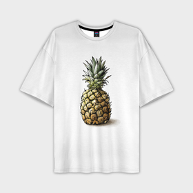Мужская футболка OVERSIZE 3D с принтом Pineapple watercolor в Тюмени,  |  | pineapple | ананас | графика | еда | рисунок | фрукт