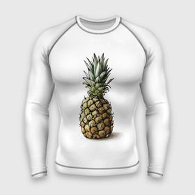 Мужской рашгард 3D с принтом Pineapple watercolor в Петрозаводске,  |  | pineapple | ананас | графика | еда | рисунок | фрукт