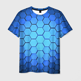 Мужская футболка 3D с принтом Неоновые 3D ПЛИТЫ , 100% полиэфир | прямой крой, круглый вырез горловины, длина до линии бедер | 3d | 3д | 3д плиты | в топе | в тренде | неон | неоновые | неоновые плиты | новинка | популярное | синий | фиолетовый