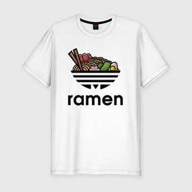 Мужская футболка хлопок Slim с принтом Лапша Рамен | Ramen в Курске, 92% хлопок, 8% лайкра | приталенный силуэт, круглый вырез ворота, длина до линии бедра, короткий рукав | Тематика изображения на принте: food | japan | ramen | soup | еда | лапша | логотип | национальная | пища | рамен | суп | япония