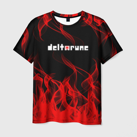 Мужская футболка 3D с принтом Deltarune Fire. в Курске, 100% полиэфир | прямой крой, круглый вырез горловины, длина до линии бедер | deltarune | deltarune 2 | fire | game | undertale символ | дельта | дельтарун | дельтарун 2 | знак руин андертейл | значок дельтарун пиксель | игра | огонь | руна