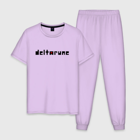 Мужская пижама хлопок с принтом Deltarune Logo. в Екатеринбурге, 100% хлопок | брюки и футболка прямого кроя, без карманов, на брюках мягкая резинка на поясе и по низу штанин
 | deltarune | deltarune 2 | game | undertale символ | дельта | дельтарун | дельтарун 2 | знак руин андертейл | значок дельтарун пиксель | игра | руна