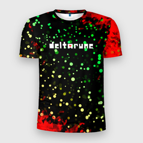 Мужская футболка 3D Slim с принтом Deltarune пламя в Екатеринбурге, 100% полиэстер с улучшенными характеристиками | приталенный силуэт, круглая горловина, широкие плечи, сужается к линии бедра | deltarune | deltarune 2 | game | undertale символ | дельта | дельтарун | дельтарун 2 | знак руин андертейл | значок дельтарун пиксель | игра | руна