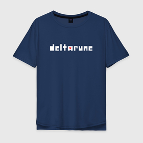 Мужская футболка хлопок Oversize с принтом Deltarune logo надпись , 100% хлопок | свободный крой, круглый ворот, “спинка” длиннее передней части | deltarune | deltarune 2 | game | undertale символ | дельта | дельтарун | дельтарун 2 | знак руин андертейл | значок дельтарун пиксель | игра | руна