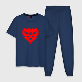 Мужская пижама хлопок с принтом Deltarune красное сердце в Тюмени, 100% хлопок | брюки и футболка прямого кроя, без карманов, на брюках мягкая резинка на поясе и по низу штанин
 | deltarune | deltarune 2 | game | undertale символ | дельта | дельтарун | дельтарун 2 | знак руин андертейл | значок дельтарун пиксель | игра | руна
