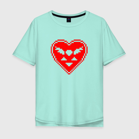 Мужская футболка хлопок Oversize с принтом Deltarune красное сердце в Новосибирске, 100% хлопок | свободный крой, круглый ворот, “спинка” длиннее передней части | Тематика изображения на принте: deltarune | deltarune 2 | game | undertale символ | дельта | дельтарун | дельтарун 2 | знак руин андертейл | значок дельтарун пиксель | игра | руна