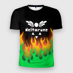Мужская футболка 3D Slim с принтом Deltarune огонь в Екатеринбурге, 100% полиэстер с улучшенными характеристиками | приталенный силуэт, круглая горловина, широкие плечи, сужается к линии бедра | deltarune | deltarune 2 | game | undertale символ | дельта | дельтарун | дельтарун 2 | знак руин андертейл | значок дельтарун пиксель | игра | руна