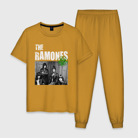 Мужская пижама хлопок с принтом The Ramones | Рамоунз , 100% хлопок | брюки и футболка прямого кроя, без карманов, на брюках мягкая резинка на поясе и по низу штанин
 | grunge | hardrock | music | punk | ramones | retro | rock | usa | гранж | группа | музыка | панк | рамоны | рамоунз | ретро | рок | сша | фото | хэви метал