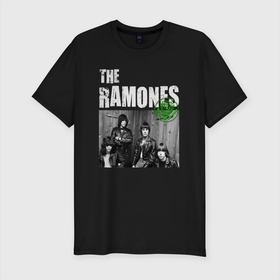 Мужская футболка хлопок Slim с принтом The Ramones | Рамоунз в Санкт-Петербурге, 92% хлопок, 8% лайкра | приталенный силуэт, круглый вырез ворота, длина до линии бедра, короткий рукав | grunge | hardrock | music | punk | ramones | retro | rock | usa | гранж | группа | музыка | панк | рамоны | рамоунз | ретро | рок | сша | фото | хэви метал