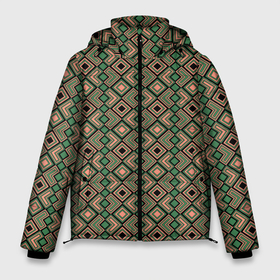 Мужская зимняя куртка 3D с принтом Абстракция из черных, зеленых и бежевых квадратов в Тюмени, верх — 100% полиэстер; подкладка — 100% полиэстер; утеплитель — 100% полиэстер | длина ниже бедра, свободный силуэт Оверсайз. Есть воротник-стойка, отстегивающийся капюшон и ветрозащитная планка. 

Боковые карманы с листочкой на кнопках и внутренний карман на молнии. | abstract | geometric | line | shape | square | абстракция | бежевый | геометрический | зеленый | квадрат | линия | текстура | узор | фигура | черный