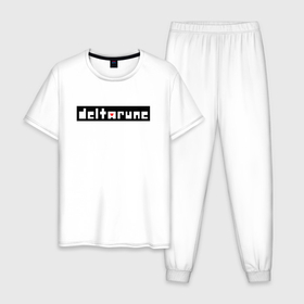 Мужская пижама хлопок с принтом [Deltarune]   Black Logo в Екатеринбурге, 100% хлопок | брюки и футболка прямого кроя, без карманов, на брюках мягкая резинка на поясе и по низу штанин
 | deltarune | deltarune 2 | game | undertale символ | дельта | дельтарун | дельтарун 2 | знак руин андертейл | значок дельтарун пиксель | игра | руна