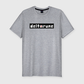 Мужская футболка хлопок Slim с принтом [Deltarune]   Black Logo в Петрозаводске, 92% хлопок, 8% лайкра | приталенный силуэт, круглый вырез ворота, длина до линии бедра, короткий рукав | Тематика изображения на принте: deltarune | deltarune 2 | game | undertale символ | дельта | дельтарун | дельтарун 2 | знак руин андертейл | значок дельтарун пиксель | игра | руна