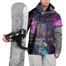 Накидка на куртку 3D с принтом Городской киберпанк в Екатеринбурге, 100% полиэстер |  | Тематика изображения на принте: cyberpunk | cyberpunk 2077 | будущее | город | депрессивный | игра | кибер | киберпанк | неон | неоновый | тренд | фантастика | яркий