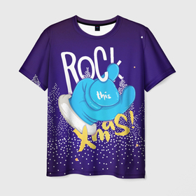 Мужская футболка 3D с принтом This Rock в Екатеринбурге, 100% полиэфир | прямой крой, круглый вырез горловины, длина до линии бедер | new year | арт | графика | жест | зима | новый год | рождество