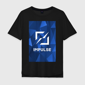 Мужская футболка хлопок Oversize с принтом Cobalt Impulse в Тюмени, 100% хлопок | свободный крой, круглый ворот, “спинка” длиннее передней части | esport | impulse | импульс | киберспорт | лгу | сккимпульс | студенты