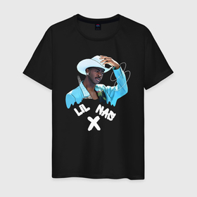 Мужская футболка хлопок с принтом Lil Nas X , 100% хлопок | прямой крой, круглый вырез горловины, длина до линии бедер, слегка спущенное плечо. | lil nas x | old town road | арт | атланта | джорджия | ковбой | лил нас икс | рэпер | хип хоп | шляпа