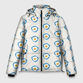 Мужская зимняя куртка 3D с принтом Утро начинается с яичницы в Петрозаводске, верх — 100% полиэстер; подкладка — 100% полиэстер; утеплитель — 100% полиэстер | длина ниже бедра, свободный силуэт Оверсайз. Есть воротник-стойка, отстегивающийся капюшон и ветрозащитная планка. 

Боковые карманы с листочкой на кнопках и внутренний карман на молнии. | еда | завтрак | паттерн | яичница | яйца
