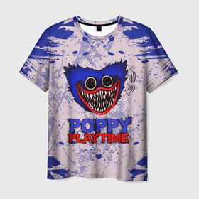 Мужская футболка 3D с принтом POPPY PLAYTIME BLUE    ПОППИ ПЛЕЙТАЙМ в Екатеринбурге, 100% полиэфир | прямой крой, круглый вырез горловины, длина до линии бедер | poppy playtime | игра | монстр | плэйтайм | попи плей тайм | попи плэй тайм | попиплейтам | попиплэйтайм | поппи плейтайм | поппиплэйтайм | хагги вагги | хаги ваги | хоррор