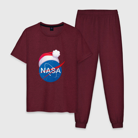 Мужская пижама хлопок с принтом NASA NEW YEAR 2022 в Тюмени, 100% хлопок | брюки и футболка прямого кроя, без карманов, на брюках мягкая резинка на поясе и по низу штанин
 | Тематика изображения на принте: 2022 | christmas | galaxy | nasa | new year | space | space company | star | астрономия | галактика | год тигра | звезды | космическая компания | космос | наса | наступающий год | новогодний | новый год | рождественский | рождеств