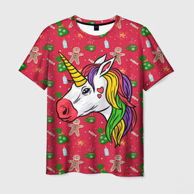 Мужская футболка 3D с принтом New Year Unicorn 2022 , 100% полиэфир | прямой крой, круглый вырез горловины, длина до линии бедер | 2022 | magic | new year | unicorn | единорог | животные | нг | новый год | праздник