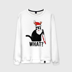 Мужской свитшот хлопок с принтом НОВОГОДНИЙ WHAT CAT в Екатеринбурге, 100% хлопок |  | 2022 | cat | cats | christmas | cold | garland | klaus | mem | meme | memes | merry | new | santa | snow | what | winter | year | герлянды | гирлянда | год | зима | клаус | кот | котейка | котенок | котик | котэ | кошка | мем | мемы | мороз