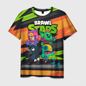 Мужская футболка 3D с принтом Компания Brawl Stars в Екатеринбурге, 100% полиэфир | прямой крой, круглый вырез горловины, длина до линии бедер | brawl | brawl stars | brawlstars | бравл | бравлстарс | ворон | леон