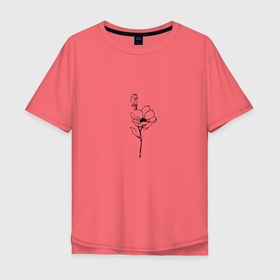 Мужская футболка хлопок Oversize с принтом Цветок любви (оригинальный черный) в Белгороде, 100% хлопок | свободный крой, круглый ворот, “спинка” длиннее передней части | девушке | любви | любовь | подарок | цветок | цветочек