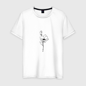 Мужская футболка хлопок с принтом Цветок любви (оригинальный черный) в Белгороде, 100% хлопок | прямой крой, круглый вырез горловины, длина до линии бедер, слегка спущенное плечо. | девушке | любви | любовь | подарок | цветок | цветочек
