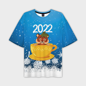 Мужская футболка OVERSIZE 3D с принтом Тигр в кружке (Новый год 2022) в Петрозаводске,  |  | 2022 | год тигра | новый год | новый год 2022 | символ года | тигр | тигренок | тигрица | тигры