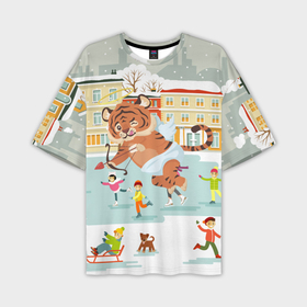 Мужская футболка OVERSIZE 3D с принтом Амур тигренок Новый год в Петрозаводске,  |  | 2022 | год тигра | новый год | новый год 2022 | символ года | тигр | тигренок | тигрица | тигры