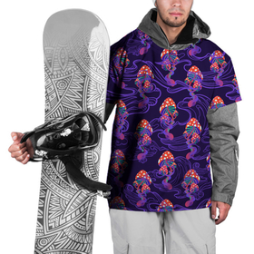 Накидка на куртку 3D с принтом Грибы психоделика в Курске, 100% полиэстер |  | Тематика изображения на принте: волны | грибы | мухоморы | паттерн | психоделика | хиппи