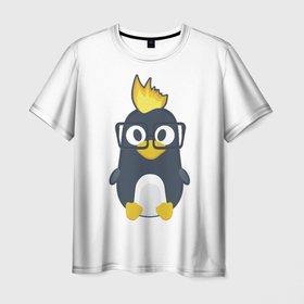 Мужская футболка 3D с принтом Linux пингвин. Талисман для программистов. в Новосибирске, 100% полиэфир | прямой крой, круглый вырез горловины, длина до линии бедер | 404 | andoid | aws | backend | c | cloud | css | data | dev | devops | frontend | geek | git | github | go | golang | google | html | ios | java | jquery | js | linux | nodejs | php | python | react | science | script | web | дата | код | компьютер | лину