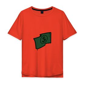 Мужская футболка хлопок Oversize с принтом Граффити доллар в Екатеринбурге, 100% хлопок | свободный крой, круглый ворот, “спинка” длиннее передней части | cs go | grffiti | граффити | доллар | кс го