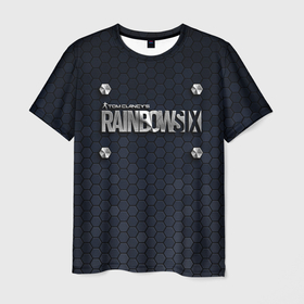 Мужская футболка 3D с принтом Rainbow Six (Metal Logo) в Курске, 100% полиэфир | прямой крой, круглый вырез горловины, длина до линии бедер | extraction | ghost recon | rainbow six | siege | tom clancy | war | боец | воин | война | логотип | оружие | радуга | рейнбов | рейнбоу | рэйнбоу | солдат | том клэнси | шутер
