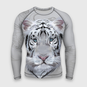 Мужской рашгард 3D с принтом Снежный нежный тигр в Санкт-Петербурге,  |  | tiger | белый тигр | животное | символ года | снежный тигр | тигр | хищник
